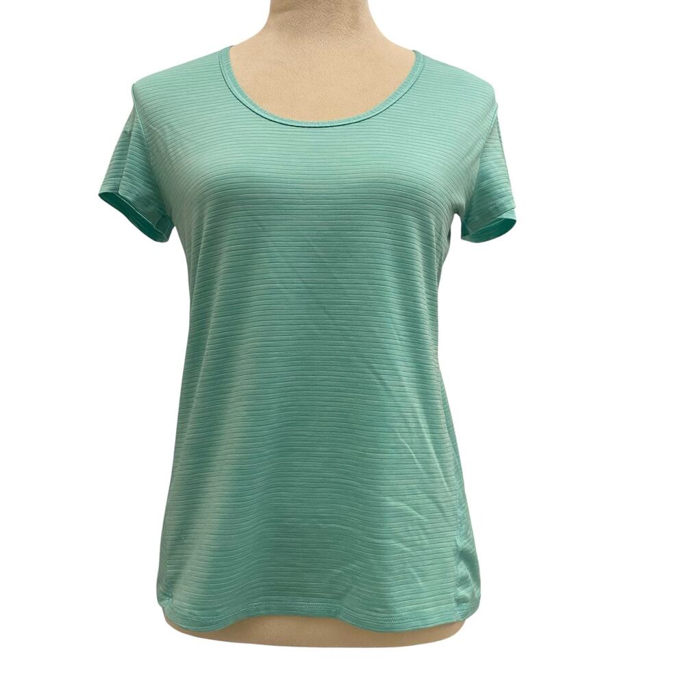 Women's Athleta Size Medium Round Neck Green Workout Short Sleeve T-Shirt Gym